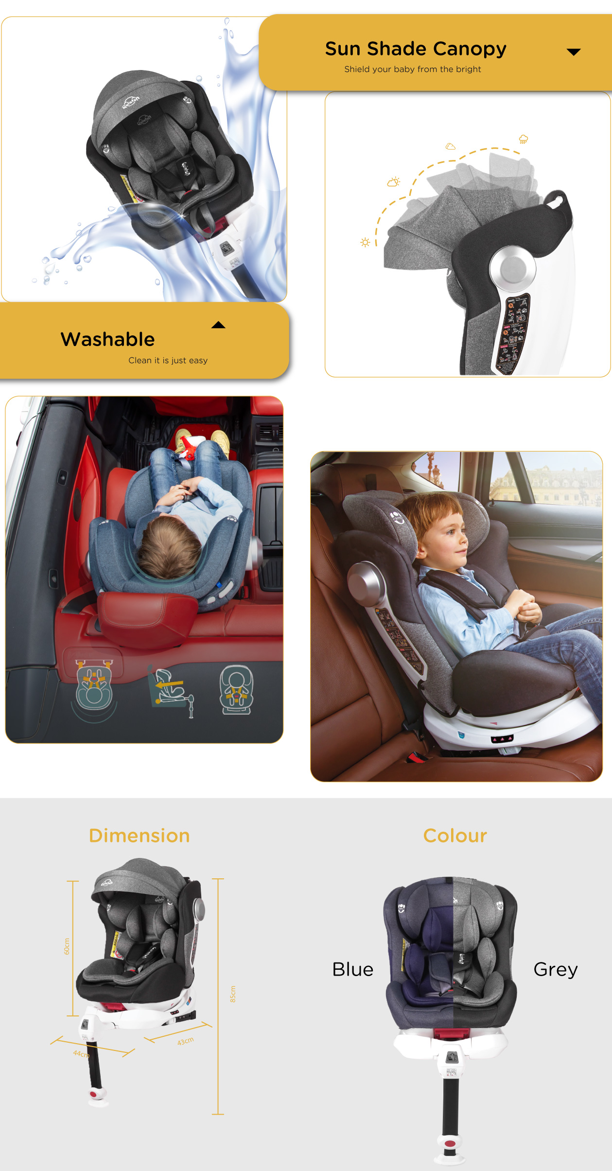 quinton baby one spin 360 rotating convertible safety car seat 宝宝儿童汽车安全座椅